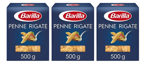 Kit 3 Macarrão De Sêmola Penne Rigate 73 Barilla Caixa 500g