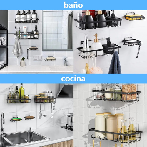 Set De 7 Estantes Para Organizar Regaderas De Baño Con Adhes