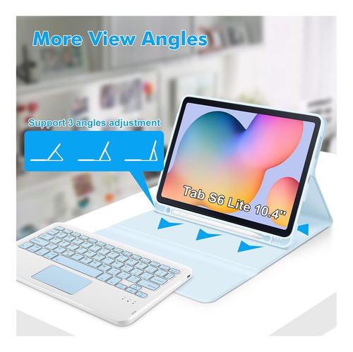 P/galaxy Tab S6 Lite 10.4 Azul Funda Con Teclado+mouse+lápiz