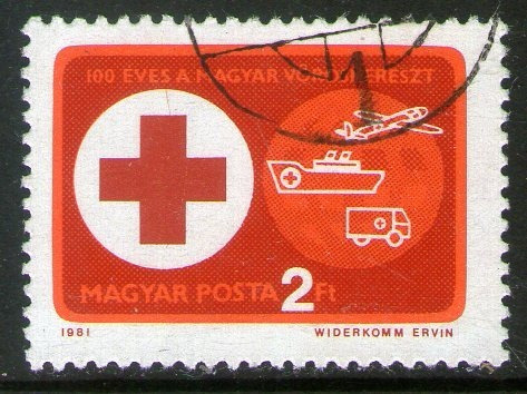 Hungría Sello Usado 100° Aniv. Cruz Roja Húngara Año 1981 