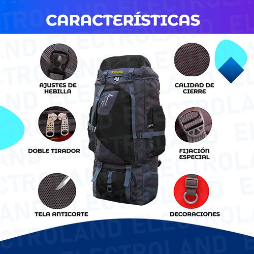 Mochila Mochilero 90 Lts Reforzada Camping Viaje Impermeable
