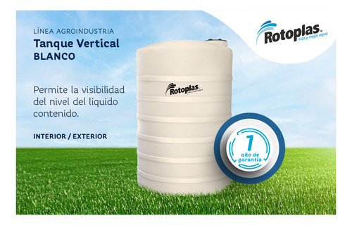 Tanque de agua Rotoplas Agroindustria Tanque Vertical para Interior bicapa vertical polietileno 25000L blanco de 3.68 m x 3.2 m