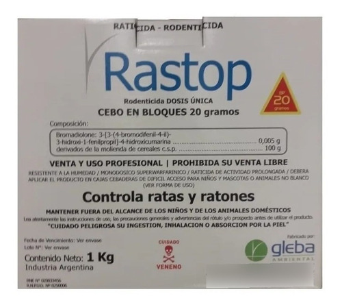 Ratas Rastop Bloque 20grs X 1 Kg ( 3 Kg)