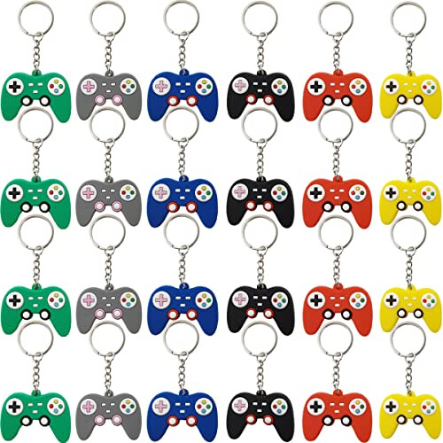 24pcs Video Game Controller Keychains In 6 Colors Video Game