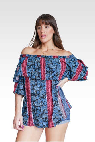 Blusa Campesina Hombro Descubierto Volado Viscosa Hasta Xxl