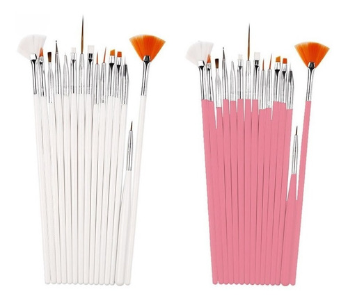 Set De 15 Pinceles Para Manicuria Uñas Deco Liners Doting Color Rosa