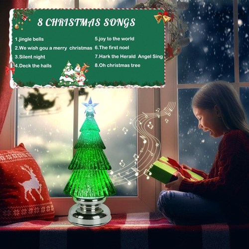 Light Up Christmas Snow Globe Con 8 Canciones De Navidad
