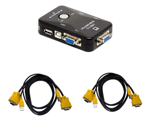 Chaveador Switch Kvm Vga 2 X 1 Com Cabos De Alta Performance