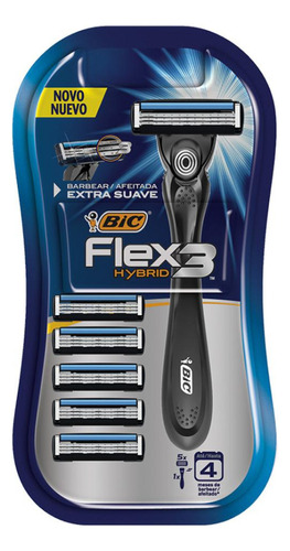 Bic Flex 3 Hybrid Maquina De Afeitar + 5 Repuestos