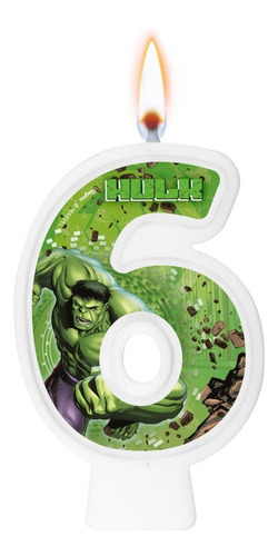 Vela Número 6 Festa Hulk Decoração Aniversário Topo Bolo
