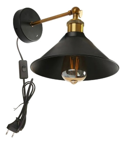 Lampara Muro Retro Enchufe Interruptor E27 Lampara Pared 