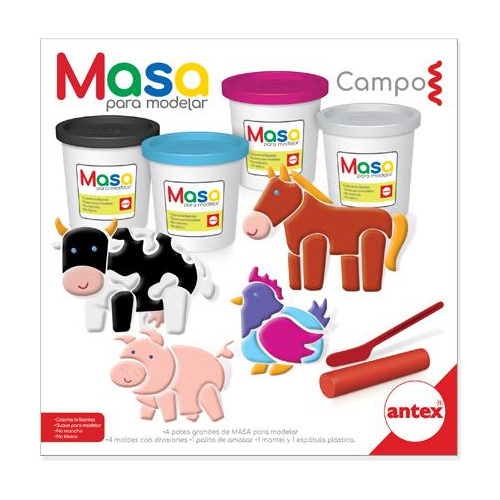 Set Masa Campo 4 Potes Moldes Palo De Amasar Mantel Etc