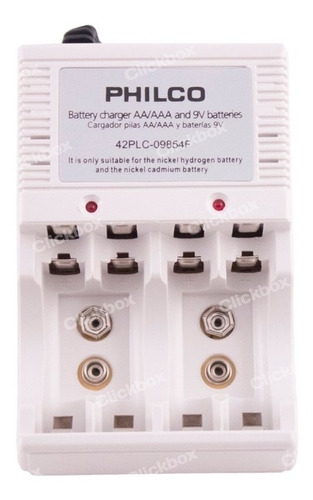 Imagen 7 de 8 de Cargador Philco Aa Aaa Batería 9v Incluye 4 Pilas Clickbox