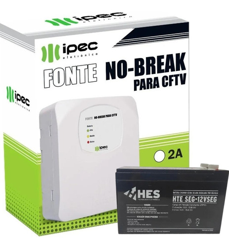 Fonte No Break 2a Cftv Alarmes Fechadura Com Bateria 12v 7ah
