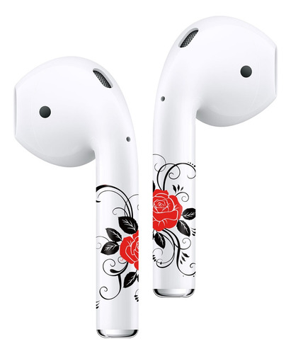 Sticker Autoadhesivo Para Audifonos AirPods 1-2 Rosa Roja