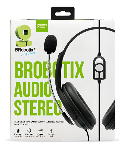 Audifonos Alambricos Brobotix 263953 Con Microfono Usb 2m