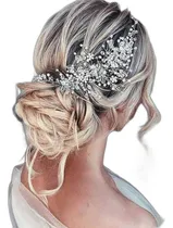 Comprar Catery Flor Novia Boda Diadema Plata Cristal Perla Pelo Vid