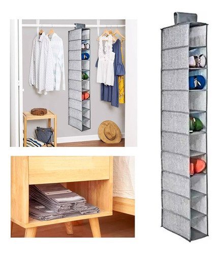 Organizador Para Zapatos Ropa Interior Colgante X10 Gris