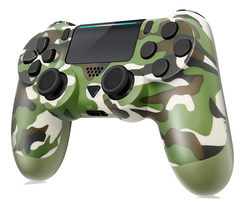 Joystick sem fio Bluetooth 4.0 genérico — verde camuflado, Doubleshock para jogadores de PC, compatível com PS4, bateria recarregável, controle sem fio,