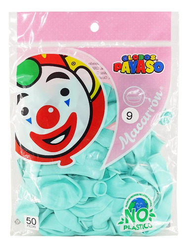 Bolsa C/50 Globos Payaso #9 Macarron Menta