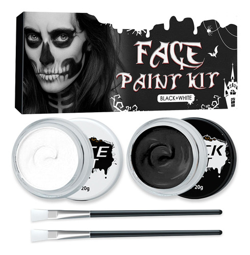 Pintura Facial Negra Y Blanca Para Halloween, Esqueleto, Pay