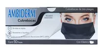 Comprar Cubrebocas Ambiderm Negro Plisado Tricapa Termosellado 50pz