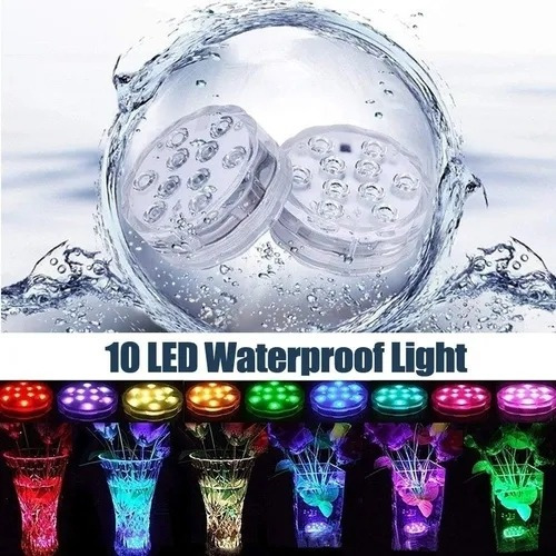 Imagen 2 de 8 de Luces Led Rgb Sumergibles Ip65, 4 Unidades, 10 Led