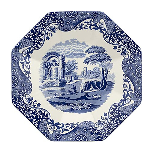 Fuente Octogonal Spode Blue Italian De 14 Pulgadas, Ban...