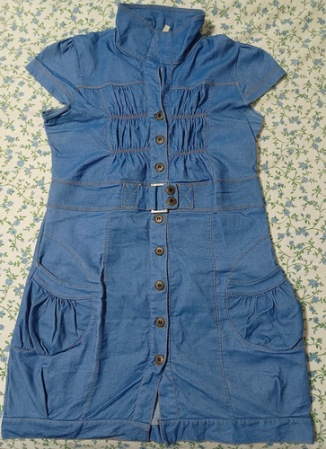 Vestido Jean Corto Azul Manga Corta