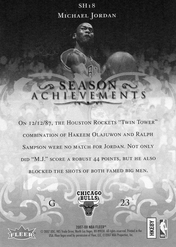 2007 Fleer Season Achievements Michael Jordan Bulls # 18 (Usado)