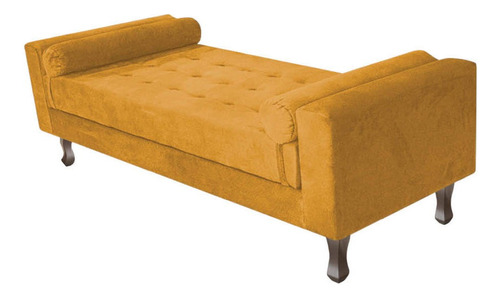 Divã Recamier Sofá Félix 140cm Suede Rosê - Am Decor Cor Mostarda