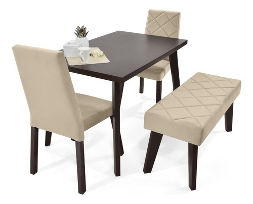 Comedor Liverpool 4 Puestos En Tela Color Wengue/taupe Denver