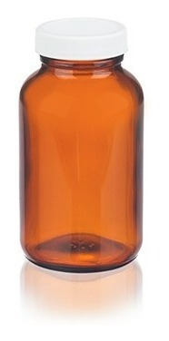 Frasco Vidrio Ambar 236ml (8oz) Boca Ancha C/tapa Wheaton