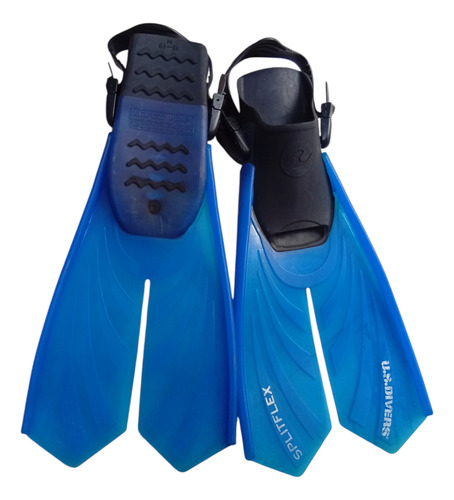 Aletas Usado Divers Splitflex Ajustables 2-8 Mx Buceo Snorke Azul (Usado)