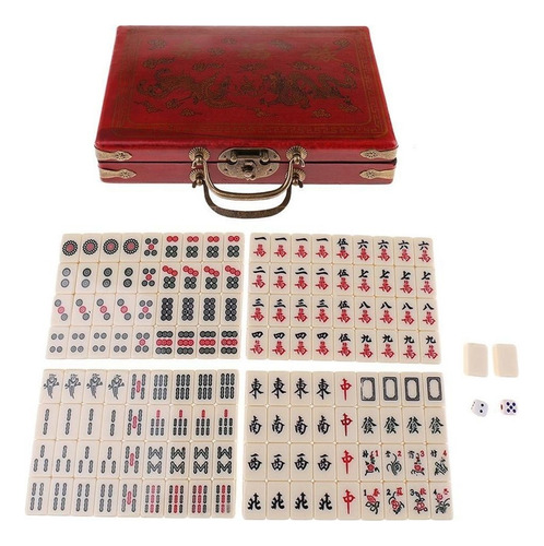 Mahjong Juego Chino Antiguo Conjunto Con Caja