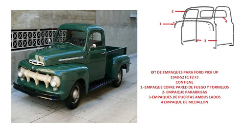 Kit Empaques De Cabina Ford 1948-52 F1 F2 F3 ,7 Piezas