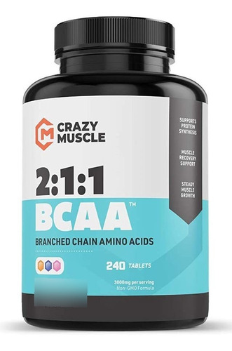 Crazy Muscle Píldoras Bcaa De  Mg (suministro De 2 Meses) .
