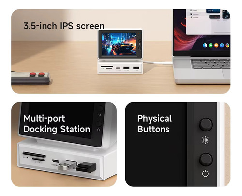 Mini Pc Monitor Display 3.5 Y Puertos Usb Laptop Pc Mac Blanco