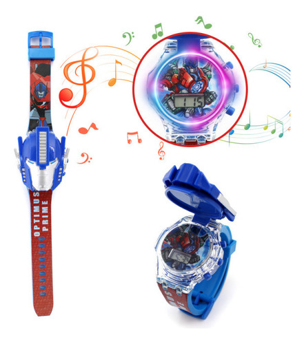 Reloj Niños Digital Luces Sonido Tapa Infantil Transformers 