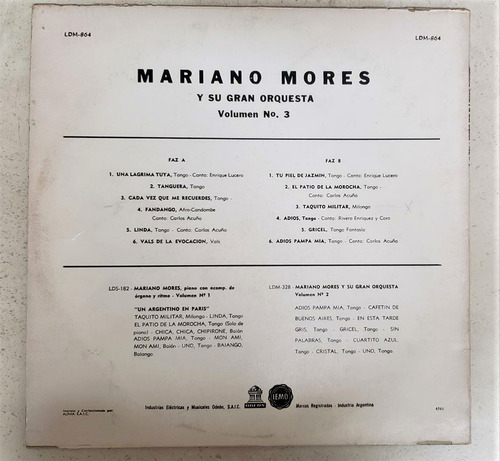 Mariano Mores - Gran Orquesta Vol 3 - Disco Vinilo (Usado)