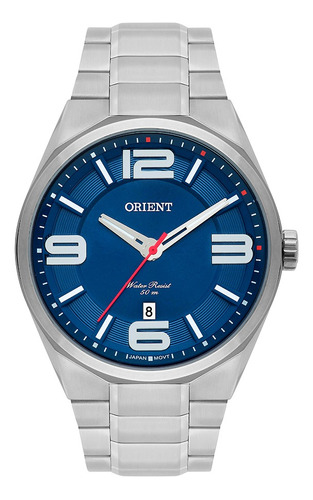 Relógio Orient Masculino Mbss1326 D2sx Azul Aço Analogico Cor da correia Prata Cor do bisel Prata