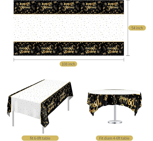 Mantel Rectangular Paquete De 2 Para Fiestas 60 Aniversario