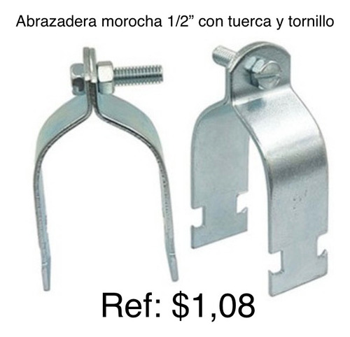 Abrazadera Morocha Emt 1/2 Galvanizada Con Tuerca Y Tornillo