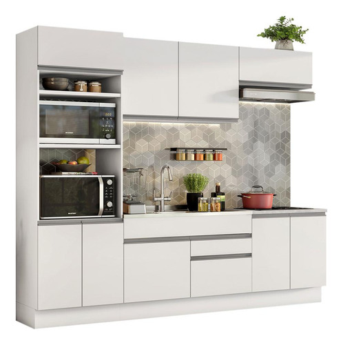 Armario De Cocina Completo Madesa 270cm Glamy 13 - Blanco