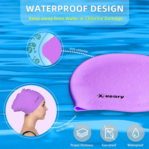 Keary 2 Pack Gorro De Baño De Silicona Para Pelo Largo...