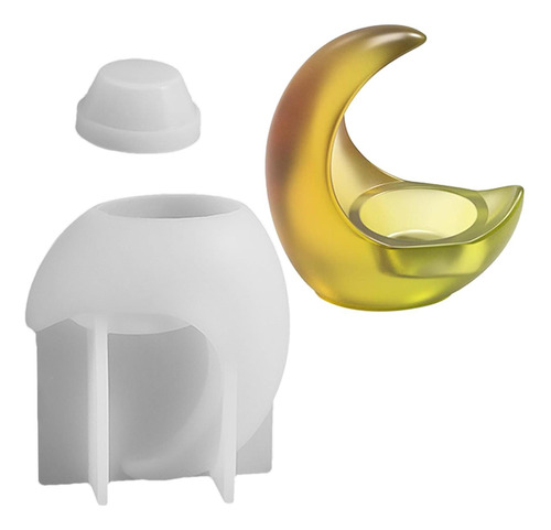 Molde De Silicona Para Portavelas De Luna Molde De Resina Po