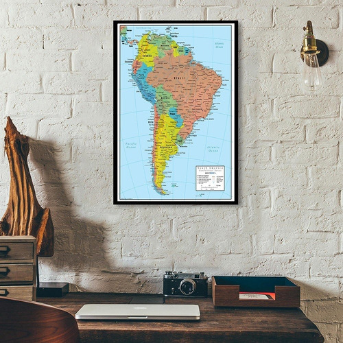 Mapa Sudamérica (42  X 59 Cms) Colores Vivos, No Plegado