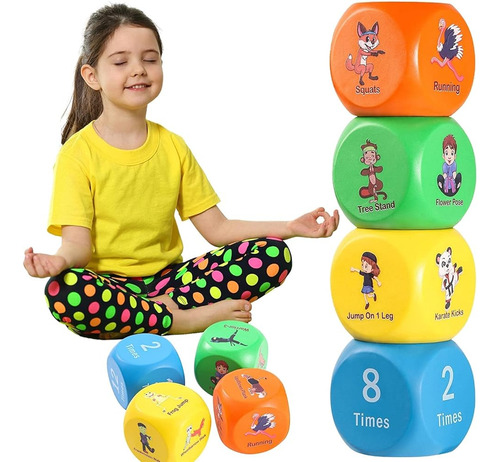 Juego De Ejercicios De Dados De Yoga Para Niños: 6 Posturas 