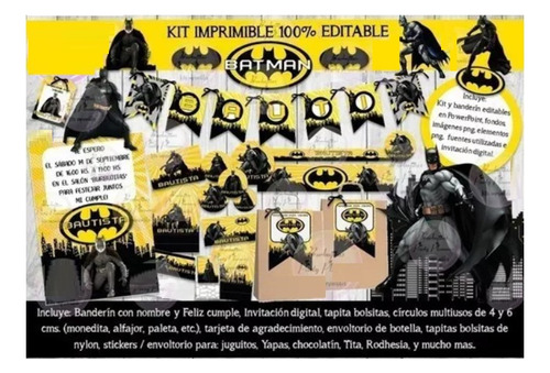 Kit Imprimible Candy Bar Batman 100% Editable