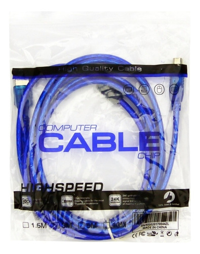Cable Usb Para Impresora/ De 3 Metros Con Filtro